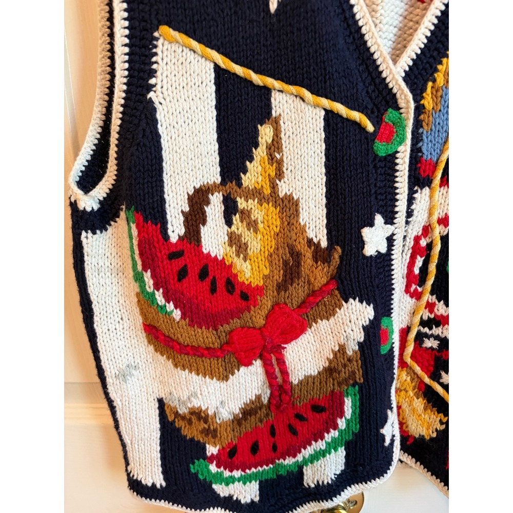 Alexandra Bartlett Eagle's Eye Vintage Patriotic Knit Sweater Vest Americana M - Picture 3 of 5